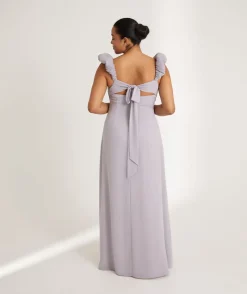 Outlet Six Stories Pleated Statement Shoulder Chiffon Bridesmaid Dress - Dusty Lilac