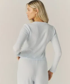 Clearance Six Stories Pointelle Cardigan Pyjama Top - Baby Blue