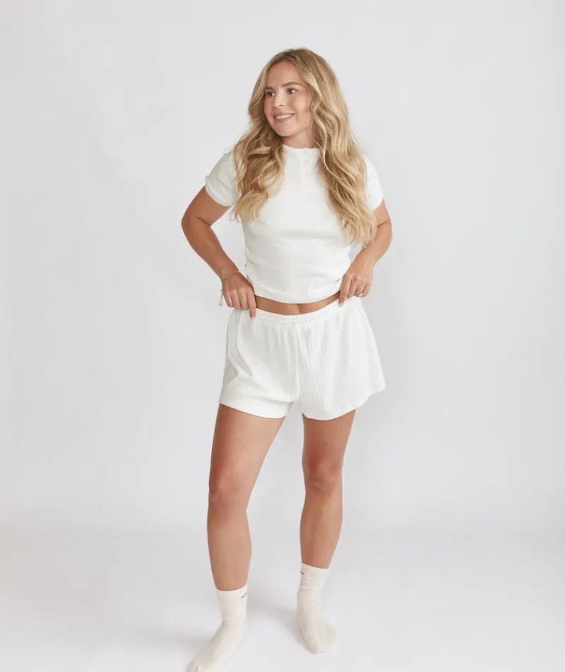 Best Six Stories Pointelle Pyjama Shorts - Coconut