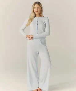 Best Six Stories Pointelle Pyjama Trousers - Baby Blue