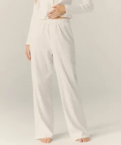 Sale Six Stories Pointelle Wide Leg Floral Pyjama Trousers - White