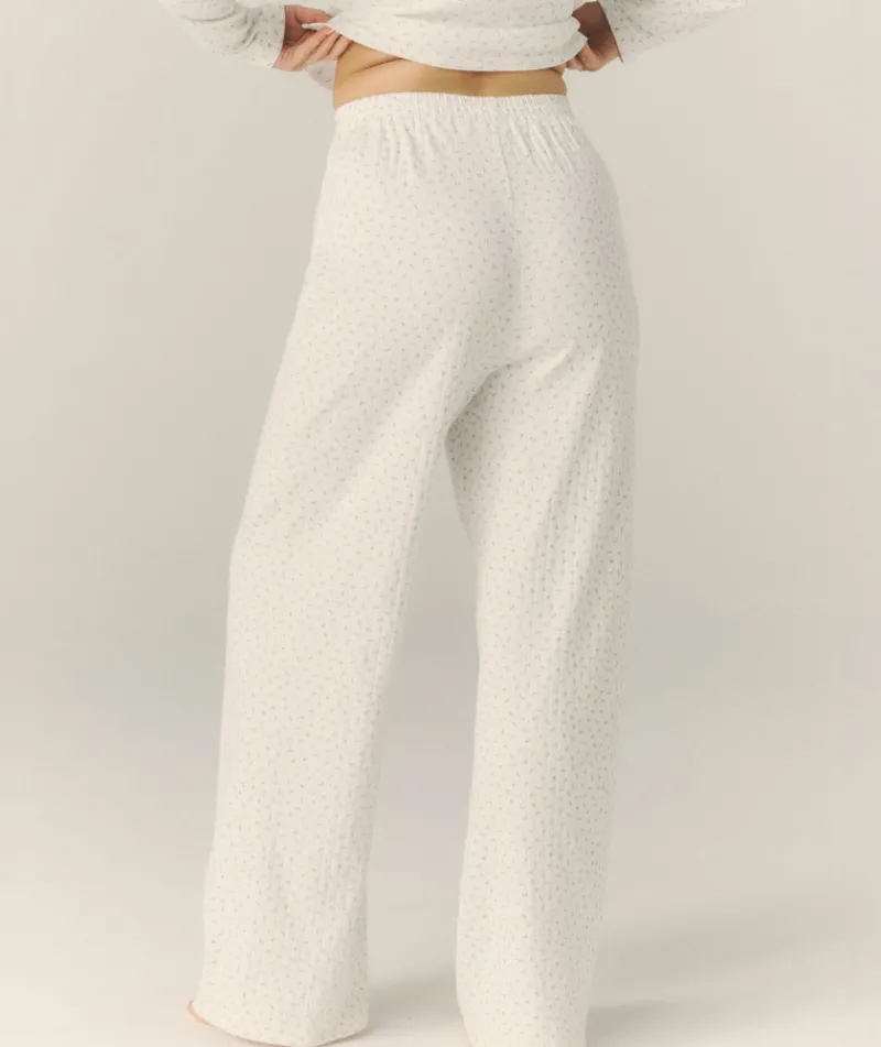 Sale Six Stories Pointelle Wide Leg Floral Pyjama Trousers - White