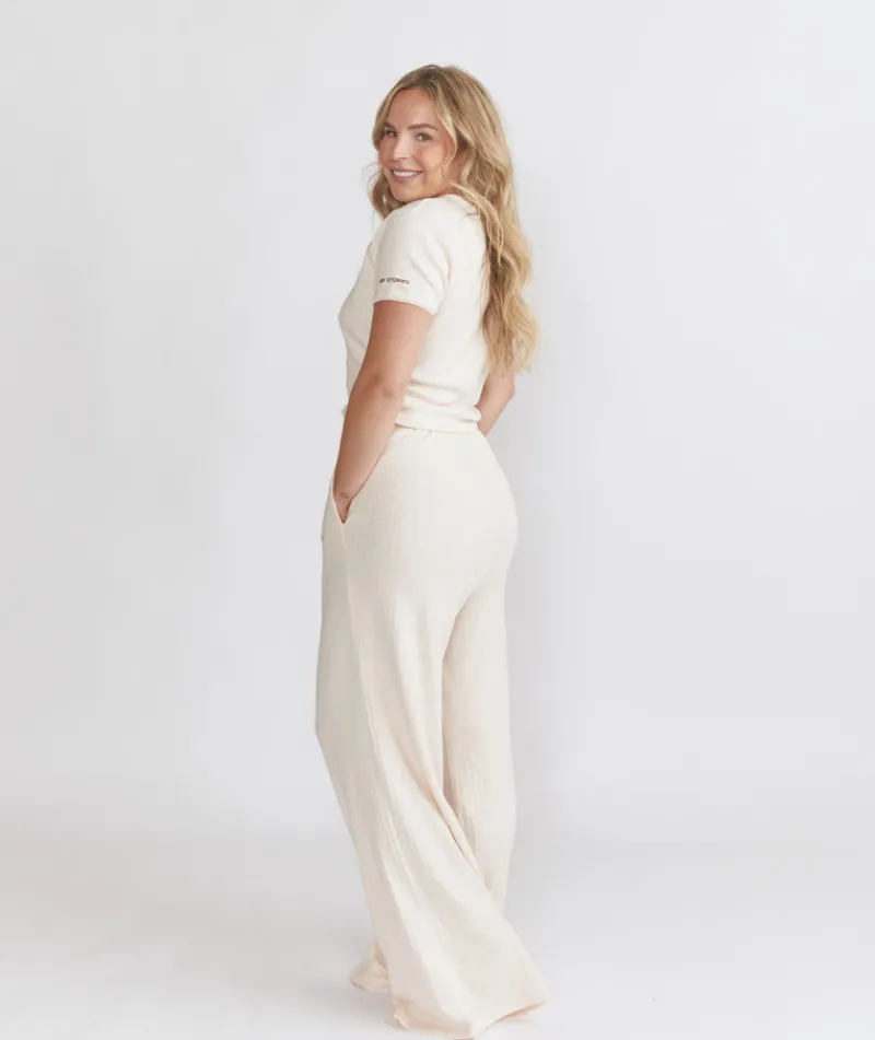 Outlet Six Stories Pointelle Wide Leg Pyjama Trousers - Rosewater