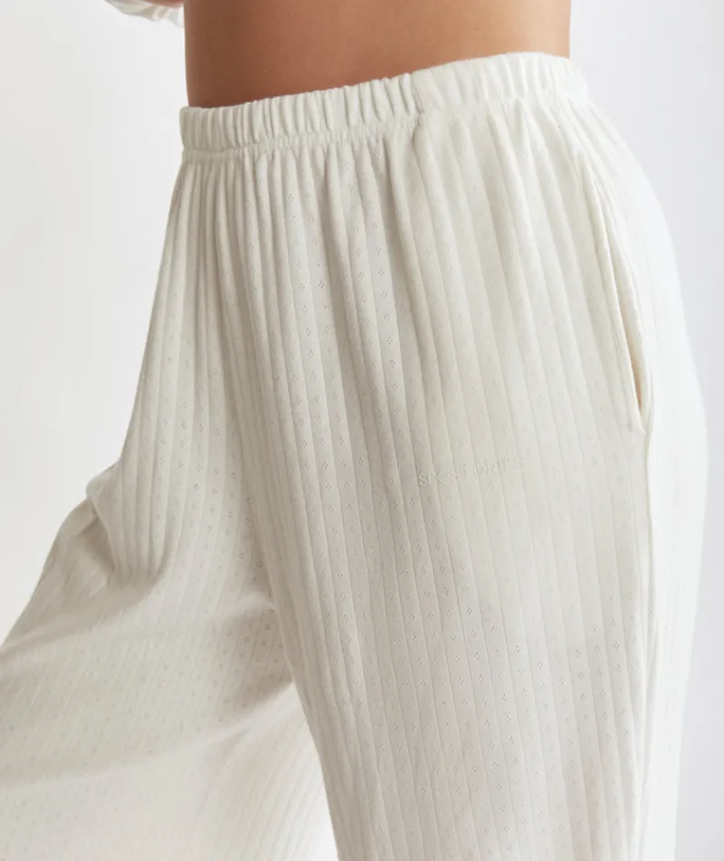 Discount Six Stories Pointelle Wide Leg Pyjama Trousers - Coconut