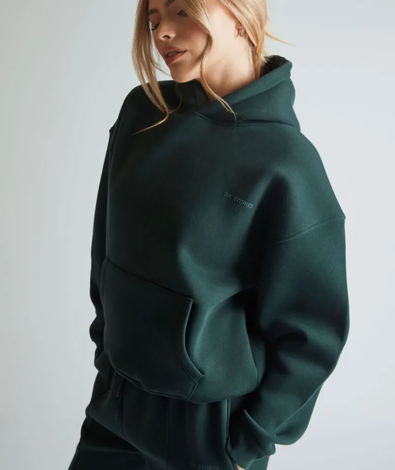 Discount Six Stories Relaxed Hoodie - Forest Green