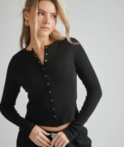 Best Six Stories Ribbed Cardigan - Black