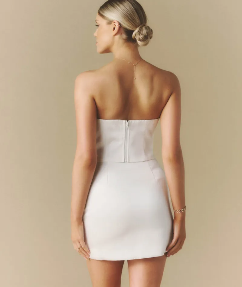 Best Six Stories Satin Tailored Mini Skirt - White
