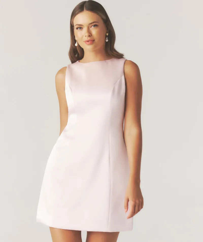 Outlet Six Stories Seam Detail Satin Shift Dress - Pale Pink