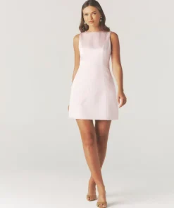 Outlet Six Stories Seam Detail Satin Shift Dress - Pale Pink