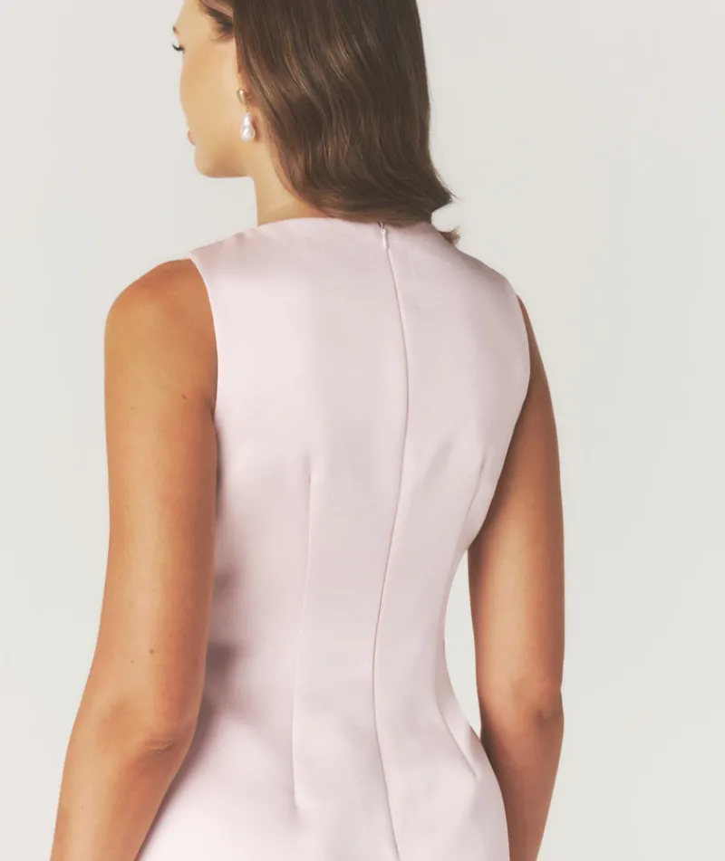 Outlet Six Stories Seam Detail Satin Shift Dress - Pale Pink