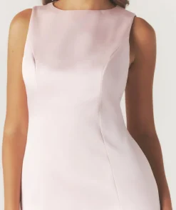 Outlet Six Stories Seam Detail Satin Shift Dress - Pale Pink