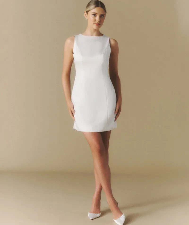 Clearance Six Stories Seam Detail Satin Shift Dress - White
