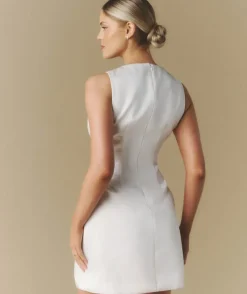 Clearance Six Stories Seam Detail Satin Shift Dress - White