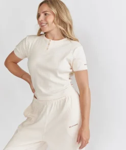 Six Stories Short Sleeve Pointelle Top & Pointelle Pyjama Short Set - Rosewater