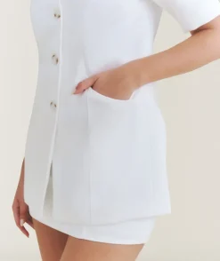 Outlet Six Stories Short Sleeve Tailored Blazer - White