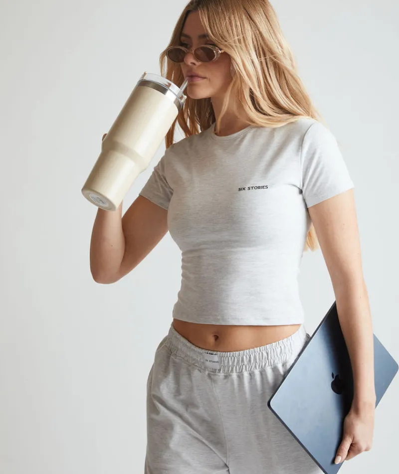 Six Stories Soft Short Sleeve Tee - Grey Marl