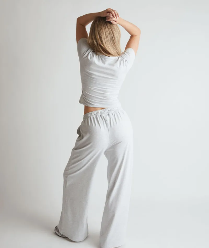 Discount Six Stories Soft Wide Leg Lounge Trousers - Grey Marl