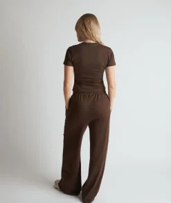 Online Six Stories Soft Wide Leg Lounge Trousers - Espresso