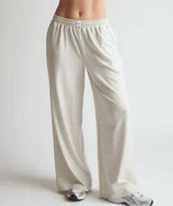Hot Six Stories Soft Wide Leg Lounge Trousers - Oatmeal Marl