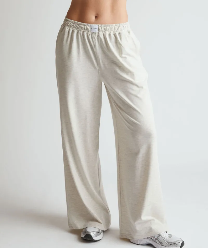 Hot Six Stories Soft Wide Leg Lounge Trousers - Oatmeal Marl