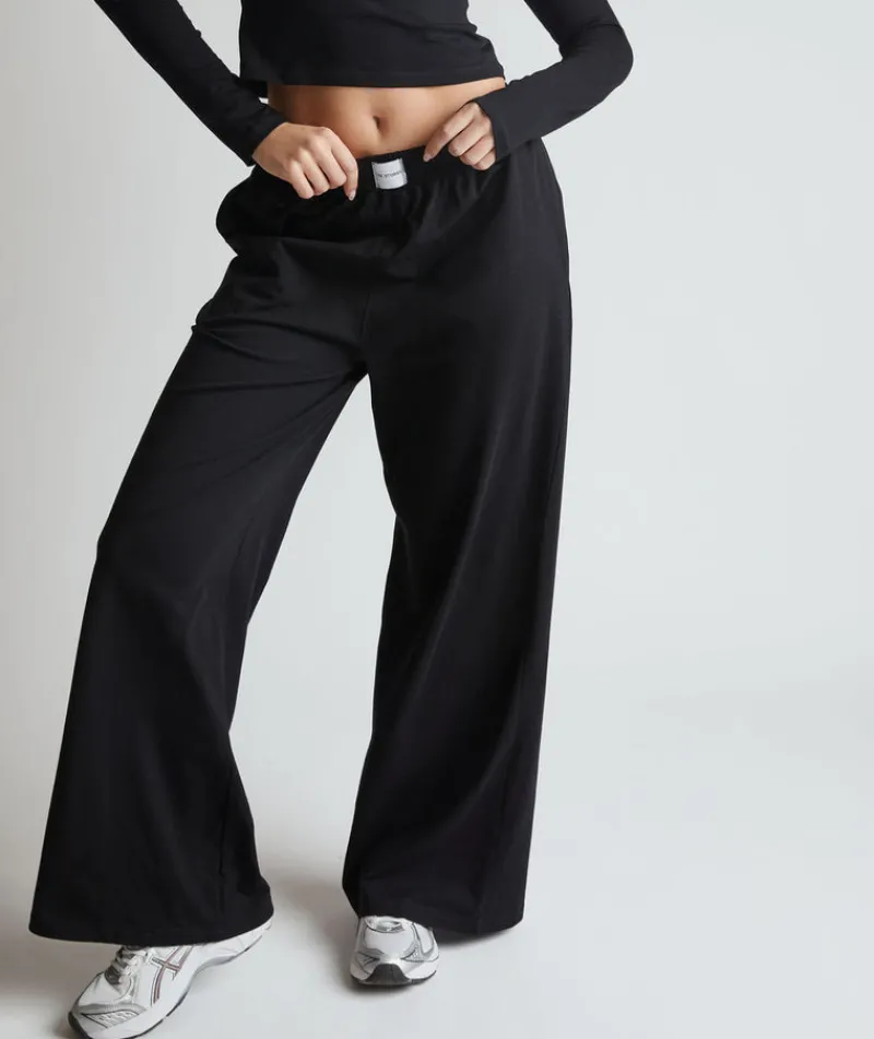 Outlet Six Stories Soft Wide Leg Lounge Trousers - Black