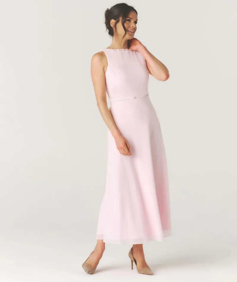 Online Six Stories Tailored Trim Detail Midi Dress - Pale Pink