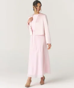 Hot Six Stories Tailored Trim Detail Satin Jacket - Pale Pink