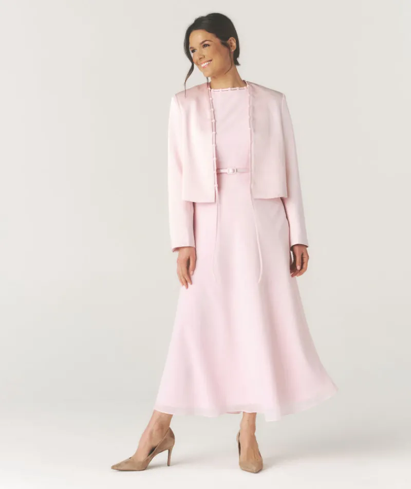 Hot Six Stories Tailored Trim Detail Satin Jacket - Pale Pink