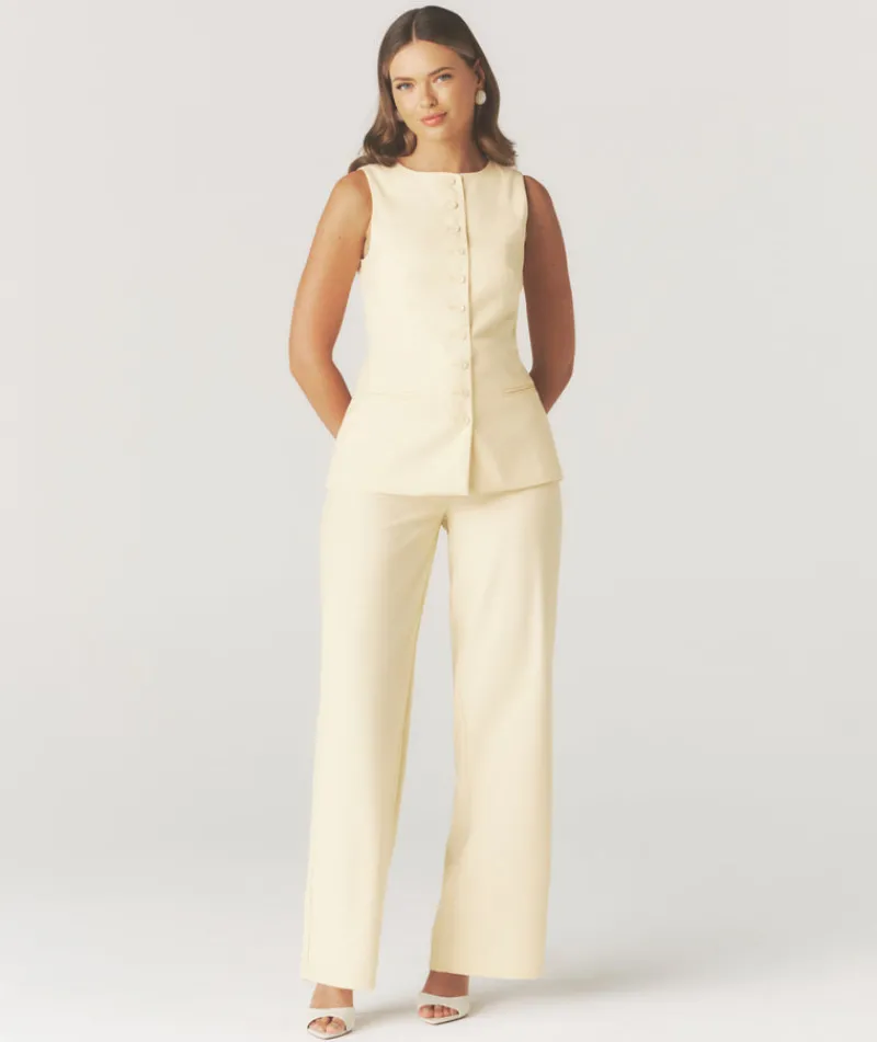 Hot Six Stories Tailored Wide Leg Trousers - Lemon