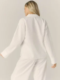 Best Six Stories Textured Trim Button Down Pyjama Shirt - White