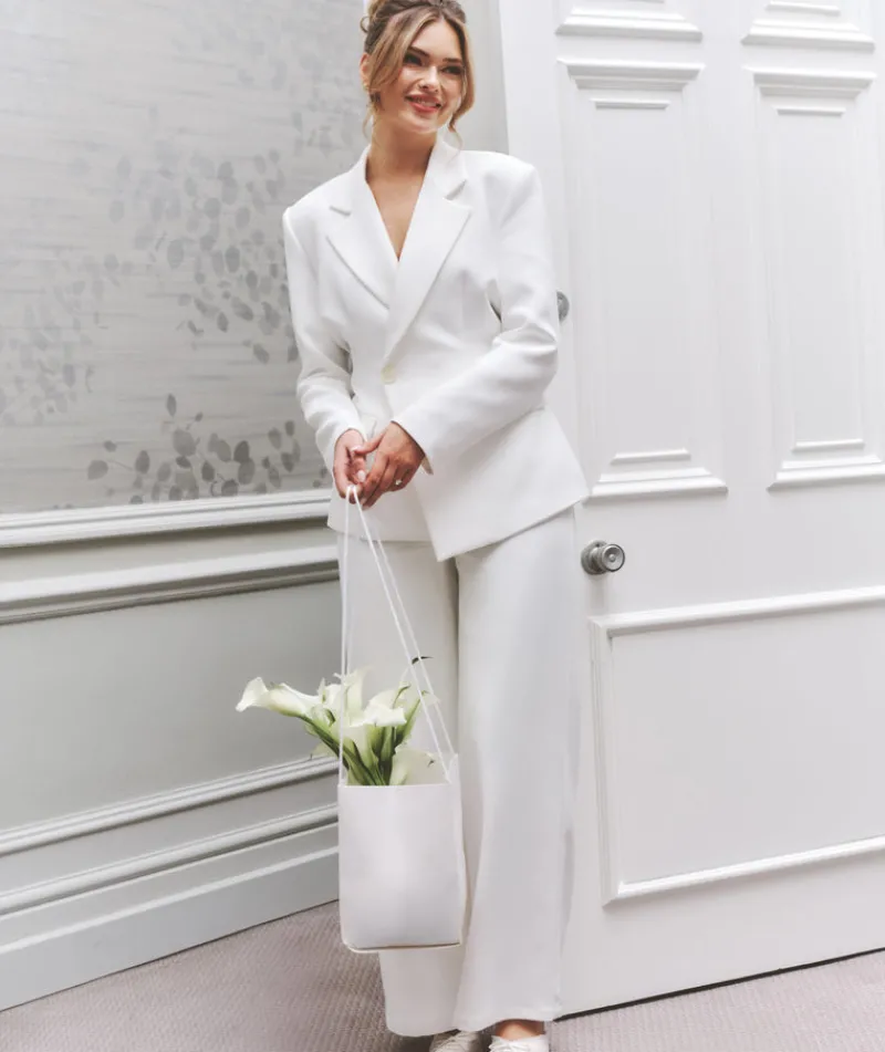 Discount Six Stories Wide Leg Tailored Trousers - White