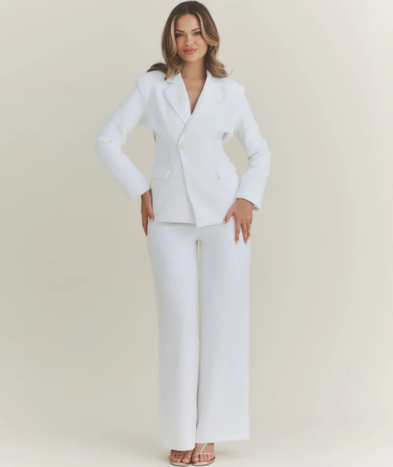 Discount Six Stories Wide Leg Tailored Trousers - White