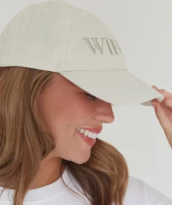 New Six Stories Wifey Embroidered Baseball Cap - Champagne
