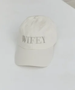 New Six Stories Wifey Embroidered Baseball Cap - Champagne