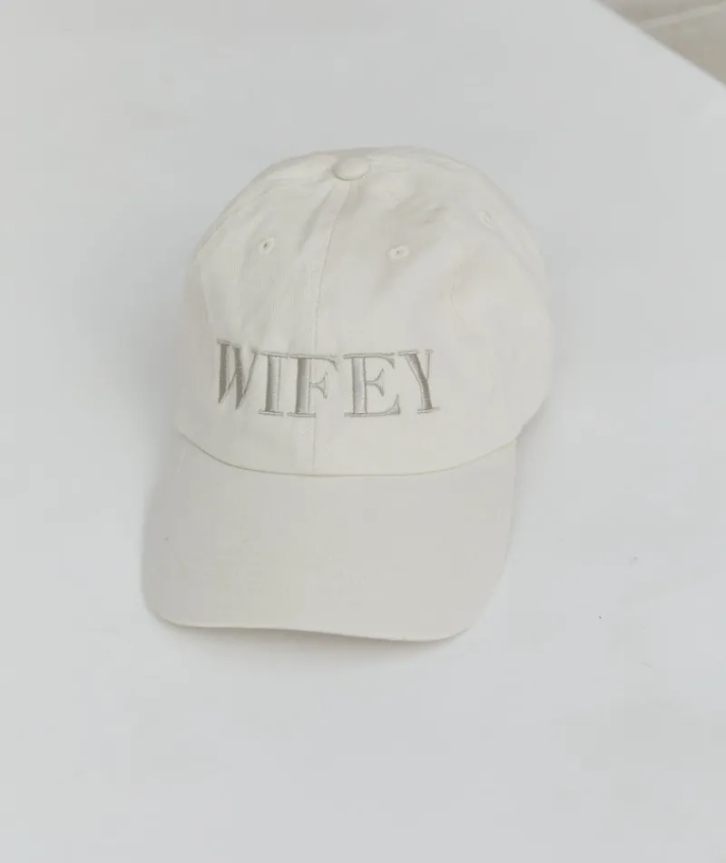 New Six Stories Wifey Embroidered Baseball Cap - Champagne