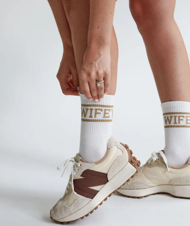 Outlet Six Stories Wifey Socks - Gold