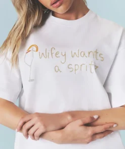 Discount Six Stories Wifey Wants a Spritz Beaded Tee - White
